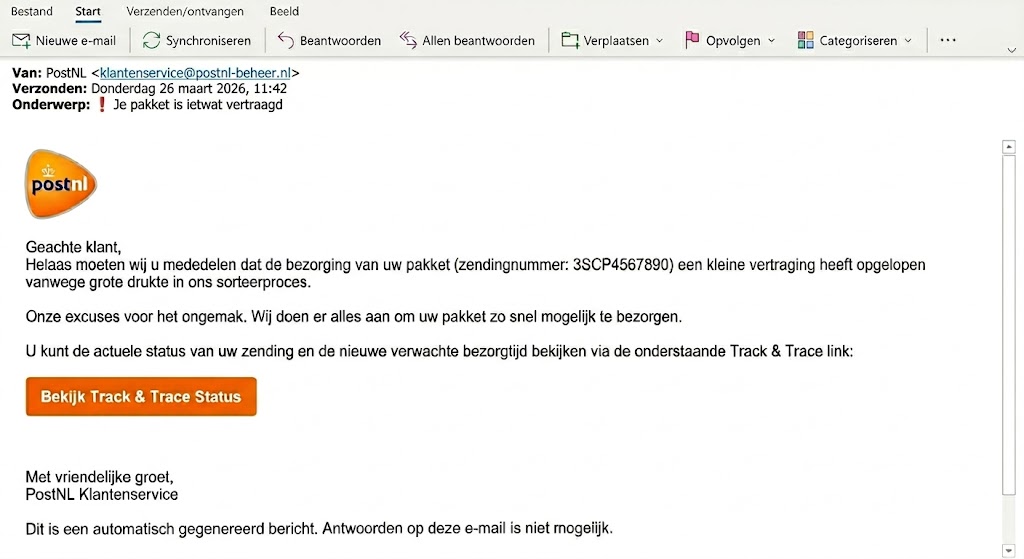 PostNL phishing mail